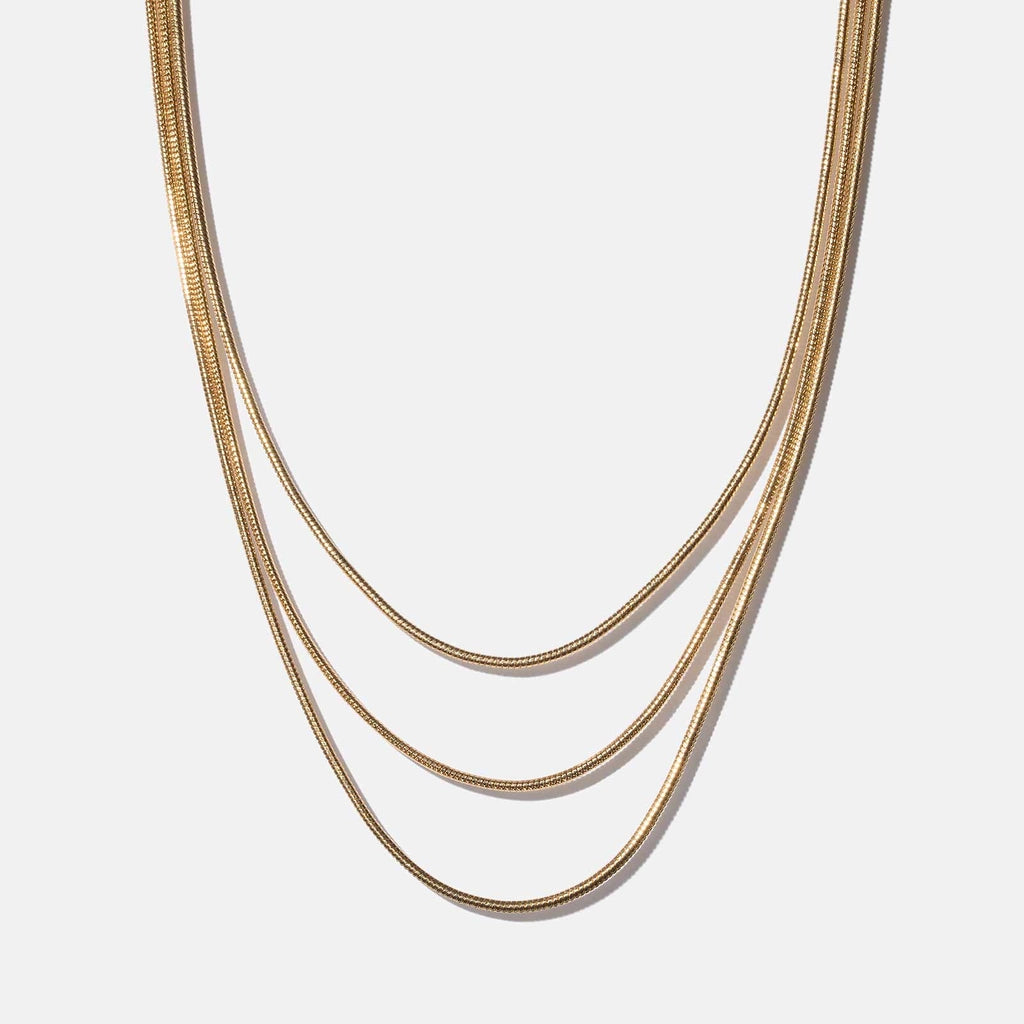 3-radigt guldfärgat halsband - ormkedjor