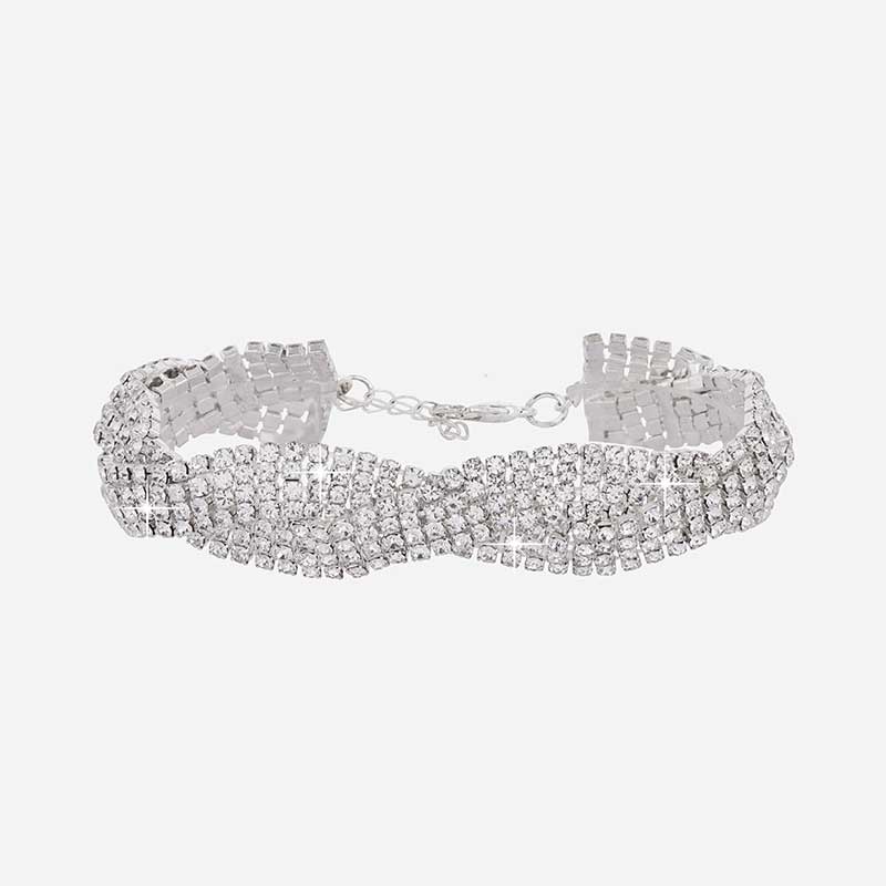 Silverfärgat armband med strass - vridet